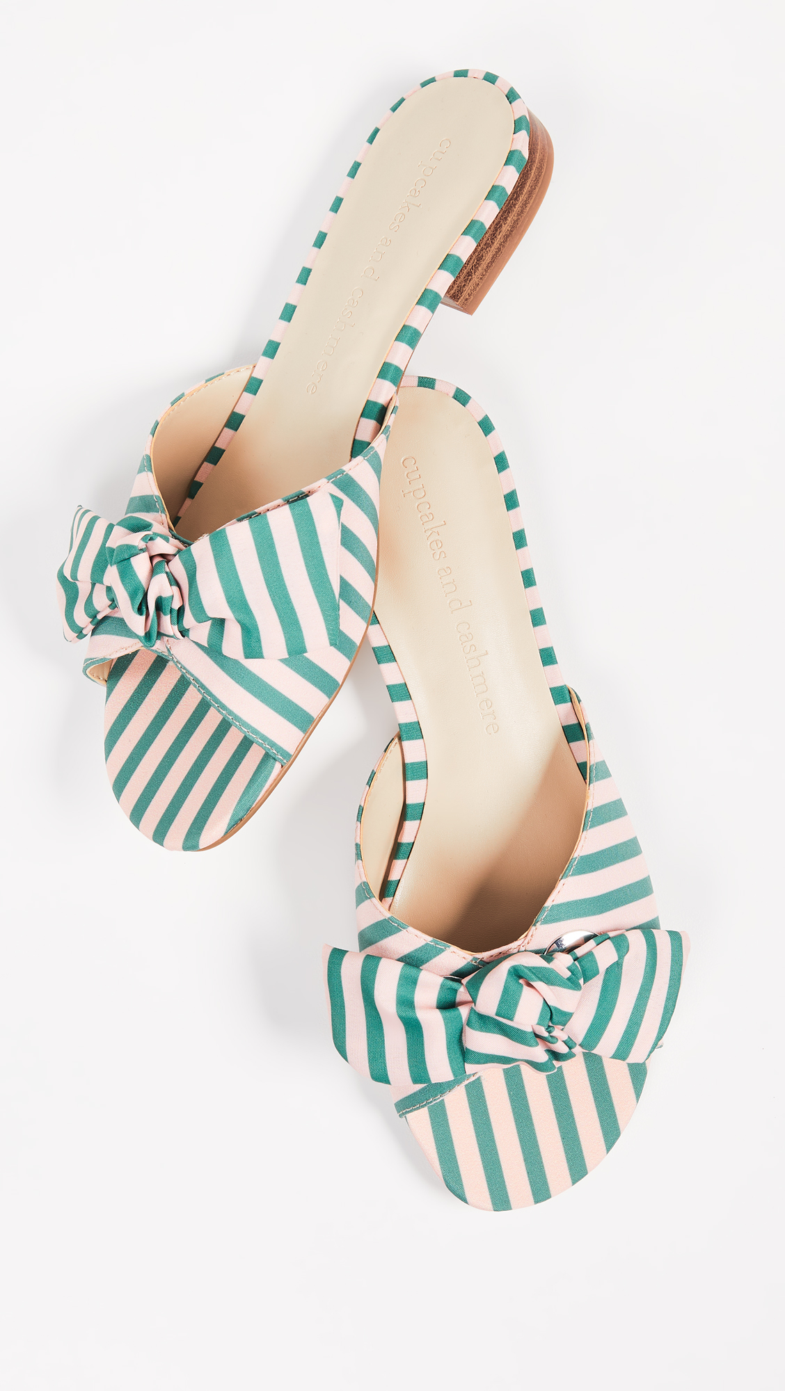 Stripe Bow Slides Pink and Green
