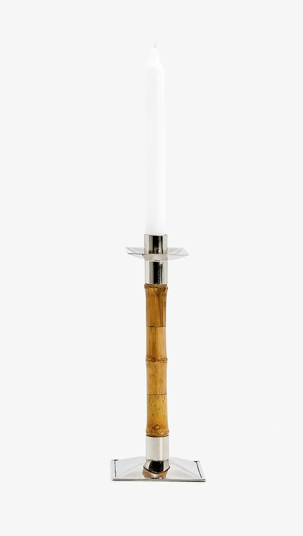 Bamboo and Metal Candlestick