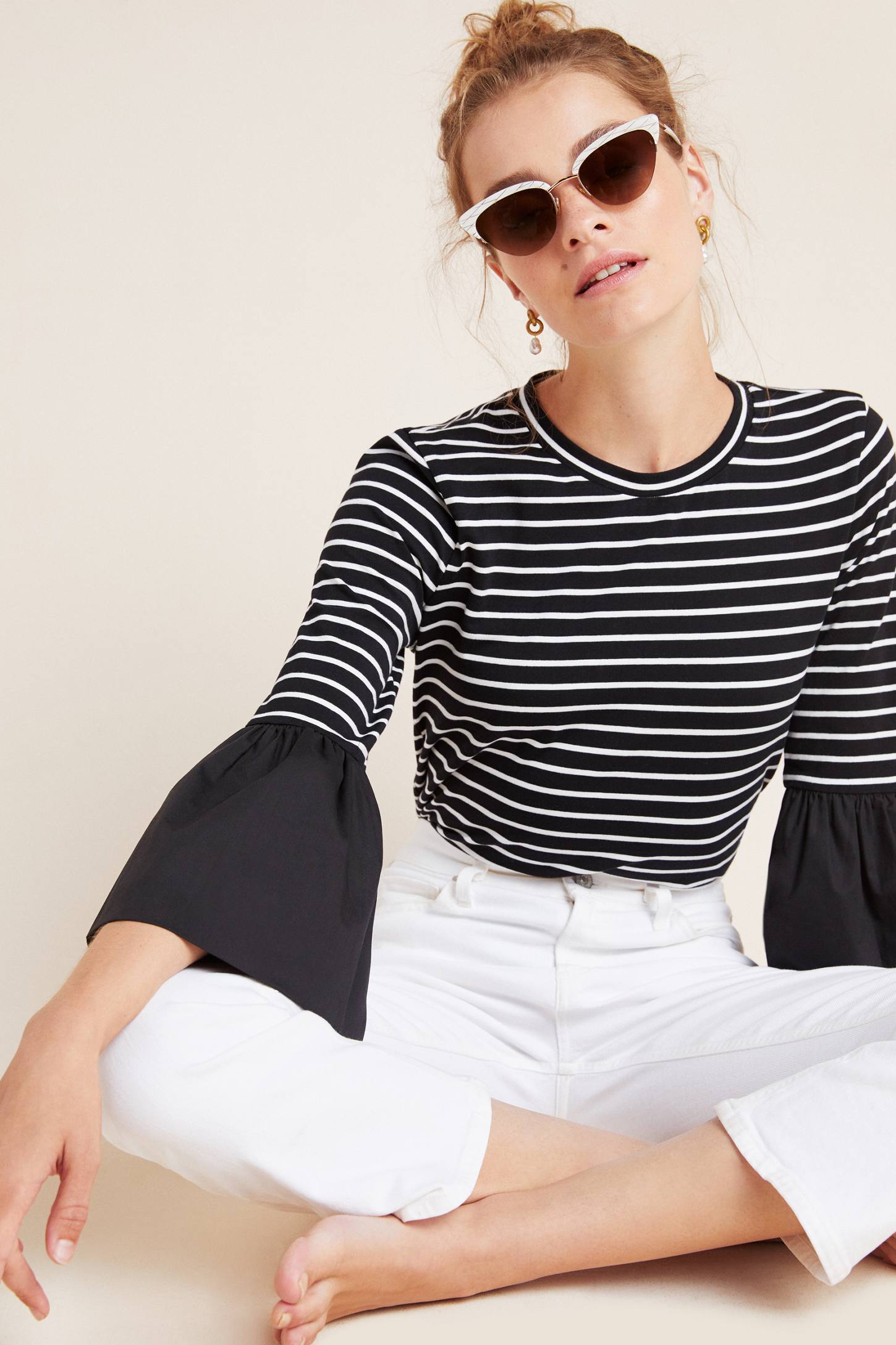 Bell Sleeve Striped Top