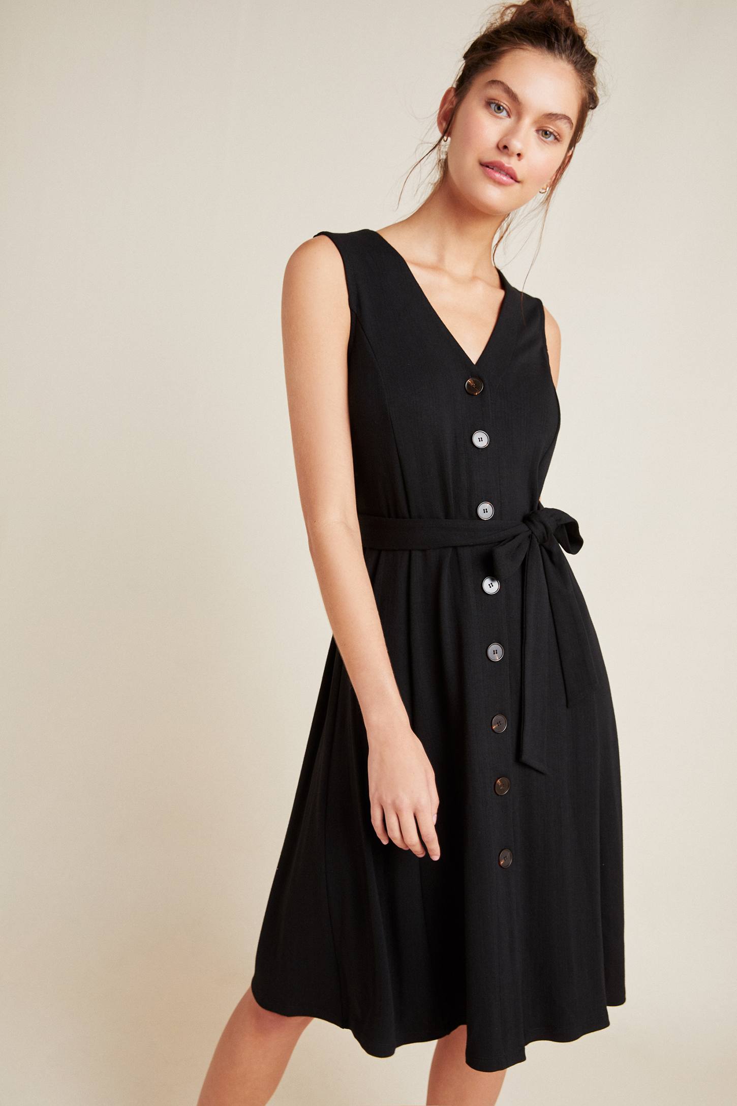 Black Button Front Dress
