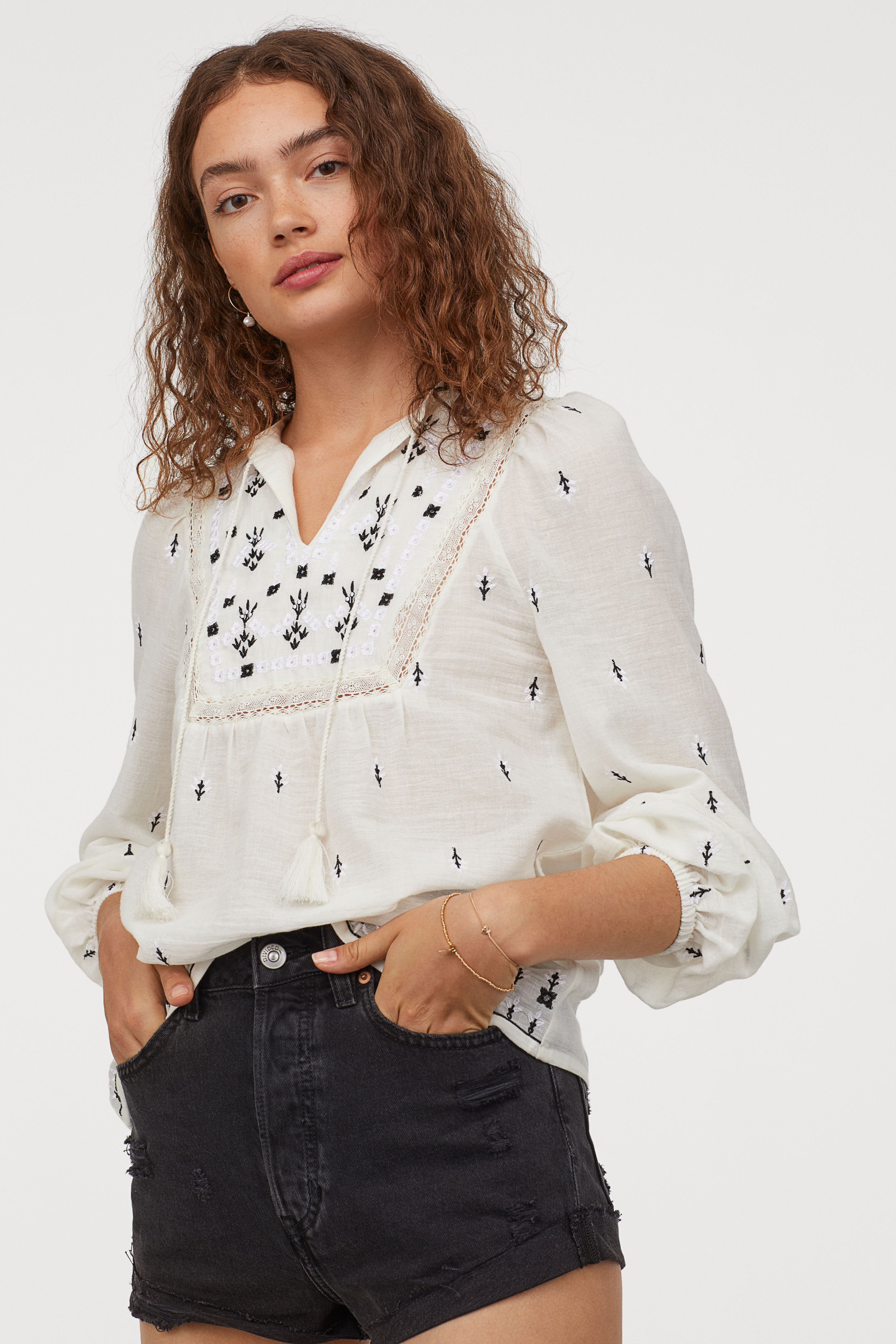 White Embroidered Blouse
