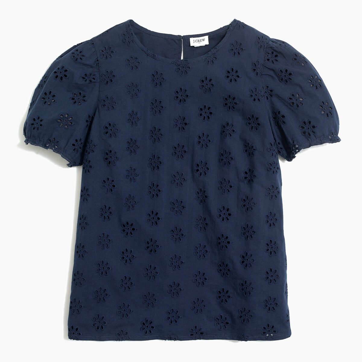 Eyelet Top with Puff Sleeves