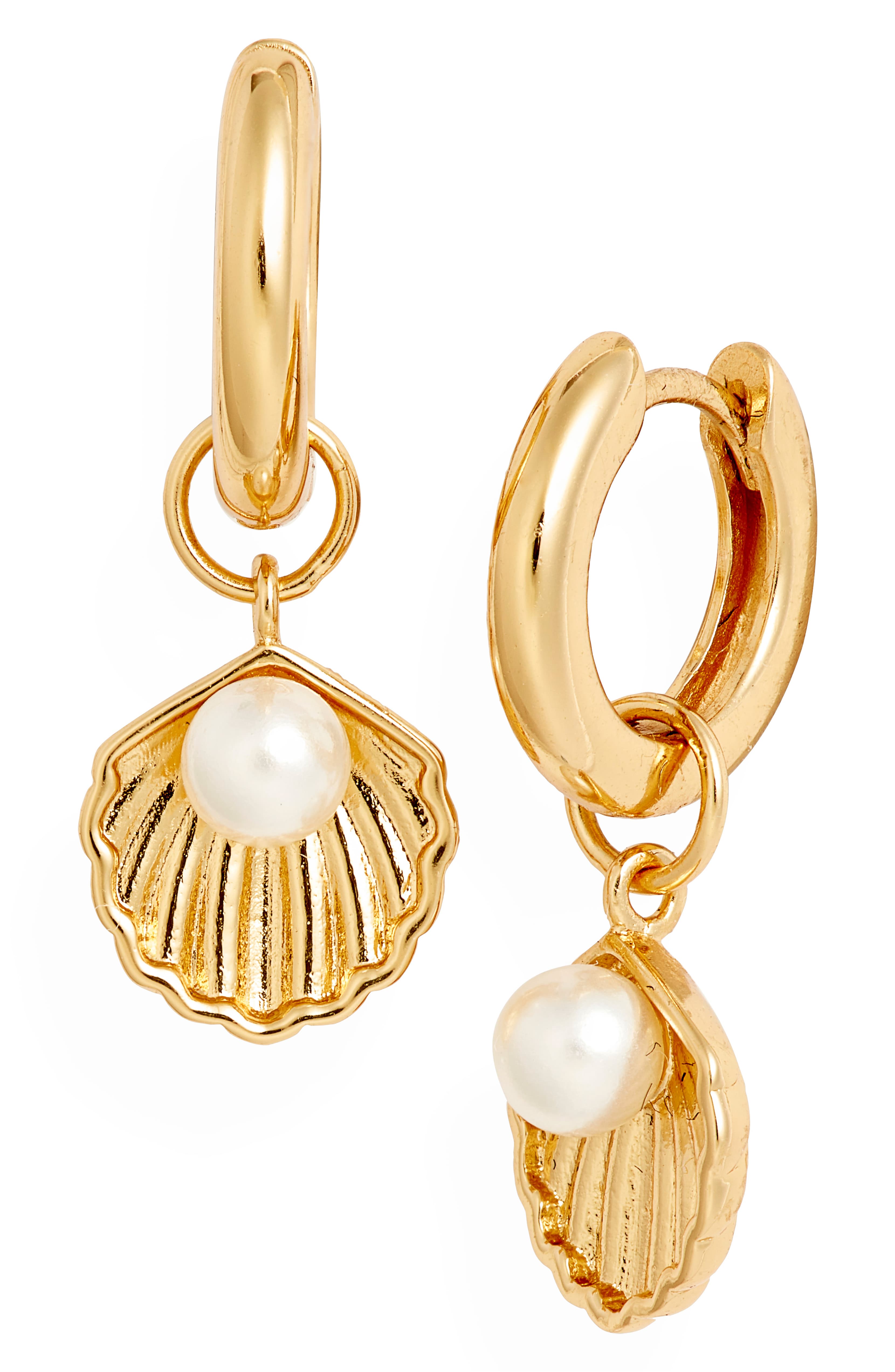 Imitation Pearl and Shell Earrings