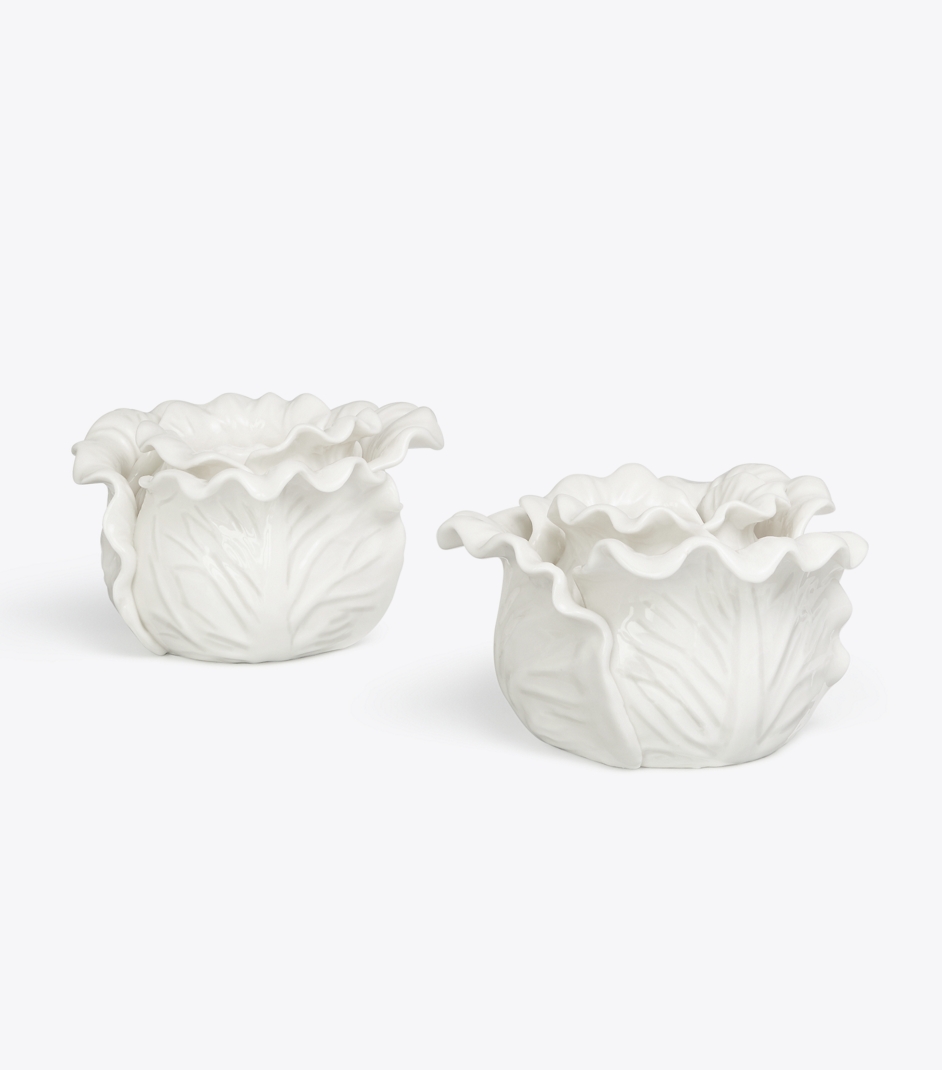 White Lettuce Candle Holders