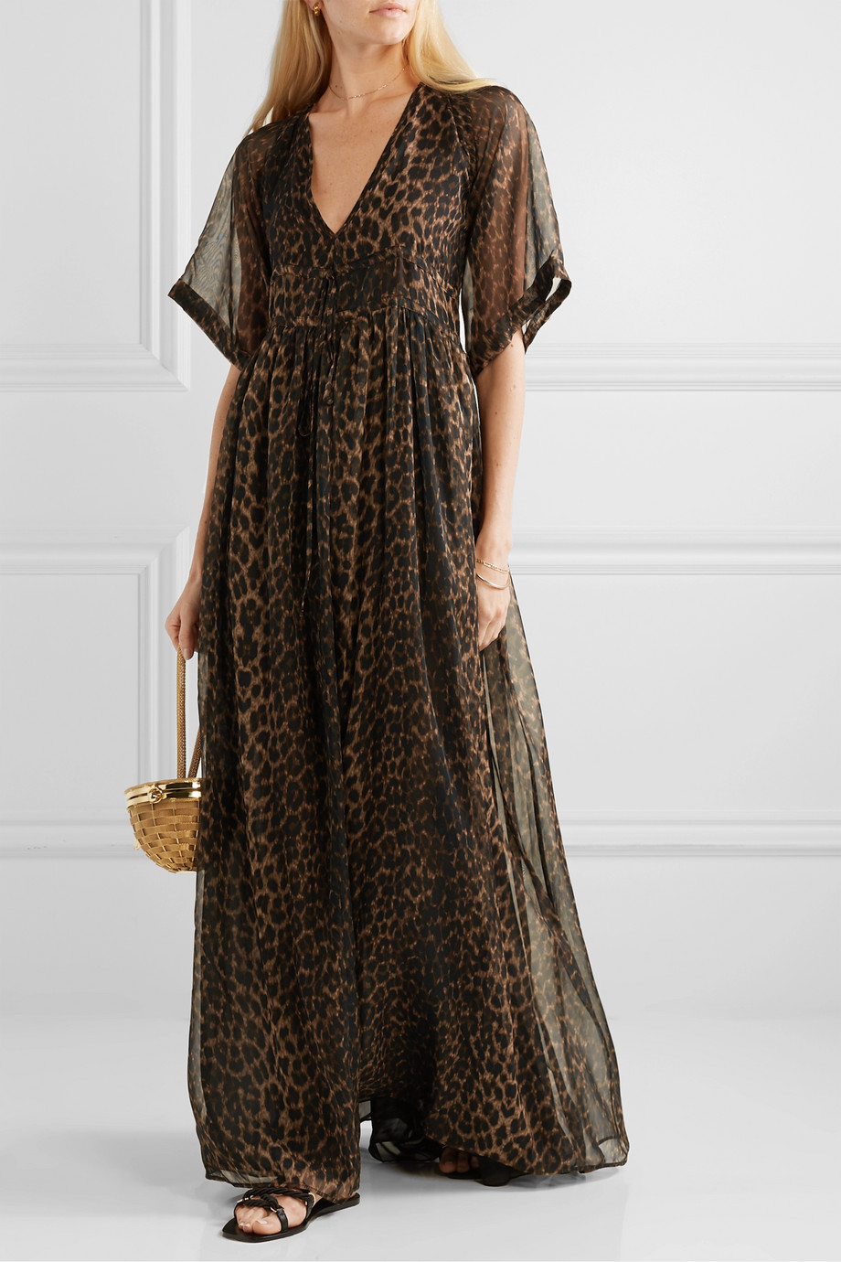 Chiffon Cheetah Print Maxi Dress