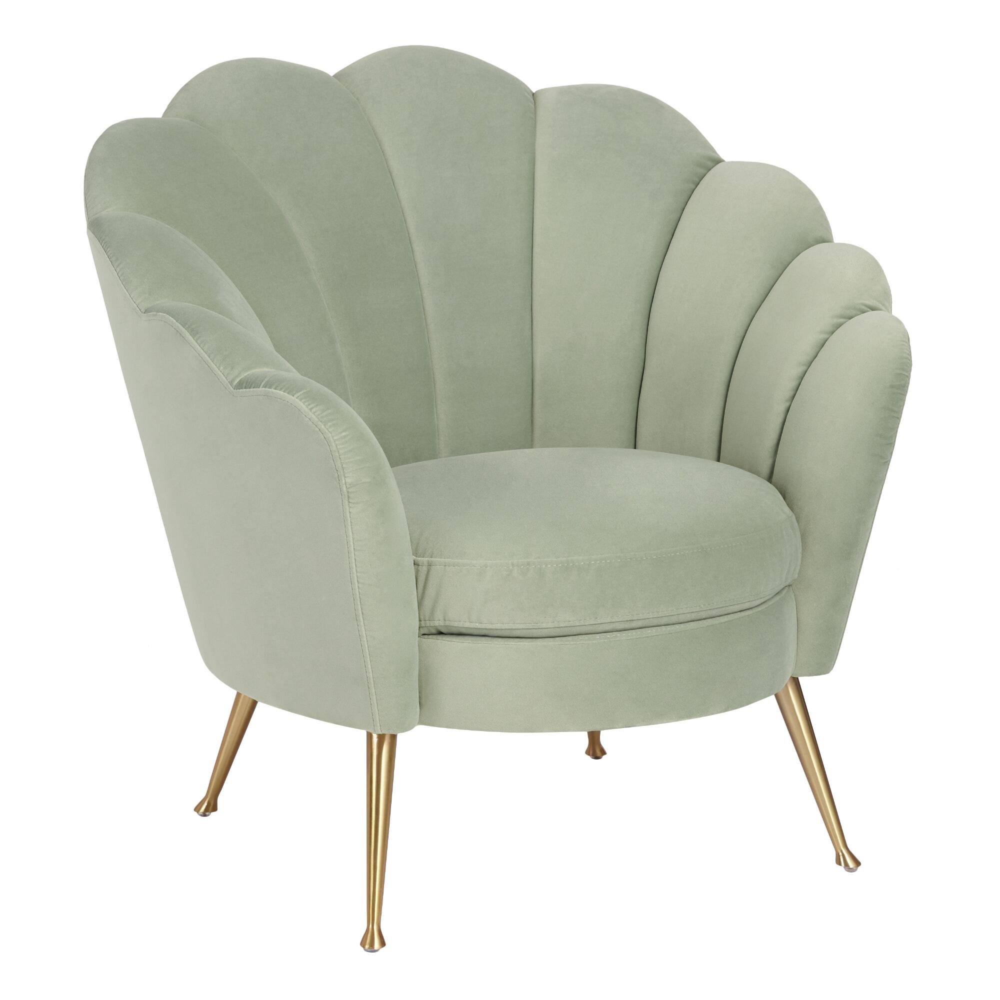 Green Scalloped Channel Back Chair