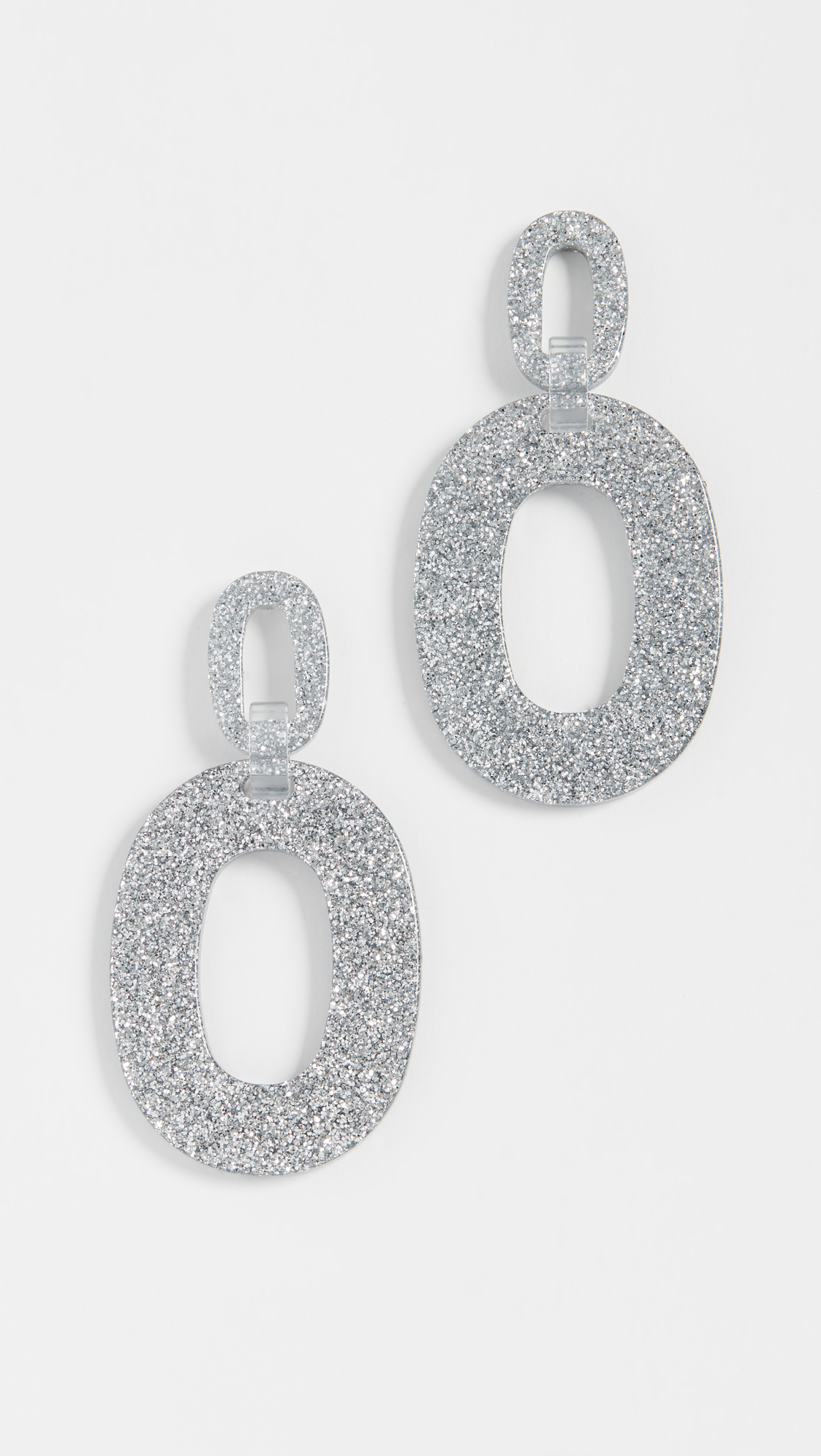 Silver Glitter Drop Earrings