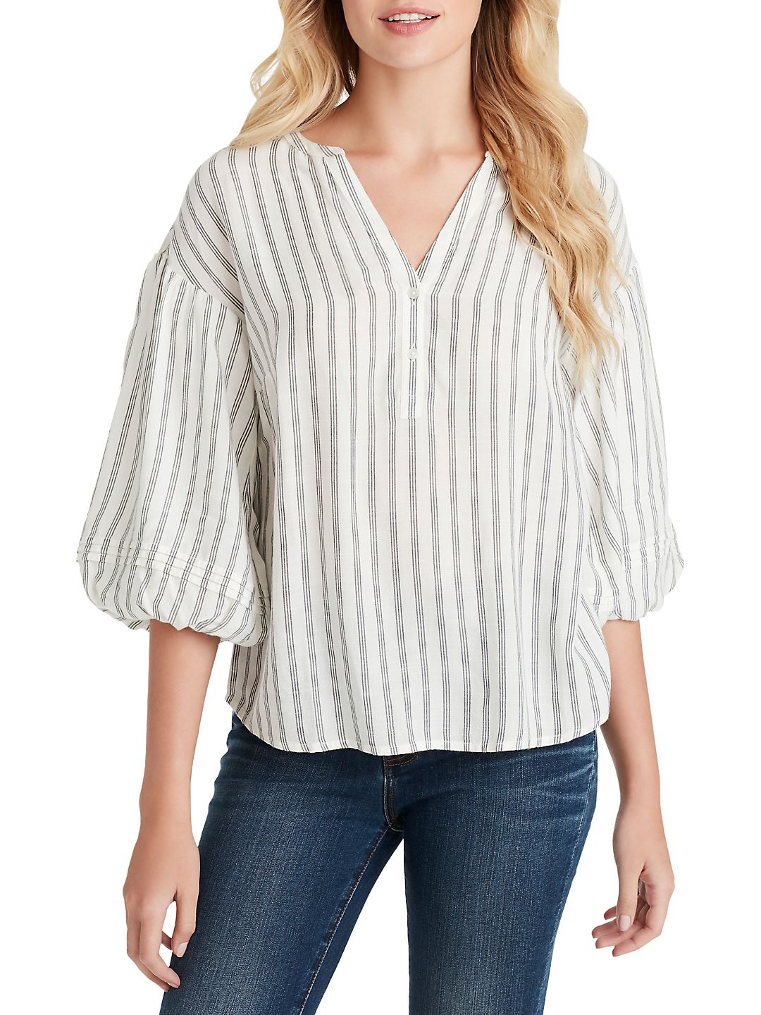 Mittoshop Striped Bubble Sleeve Button Down Shirt main image 0