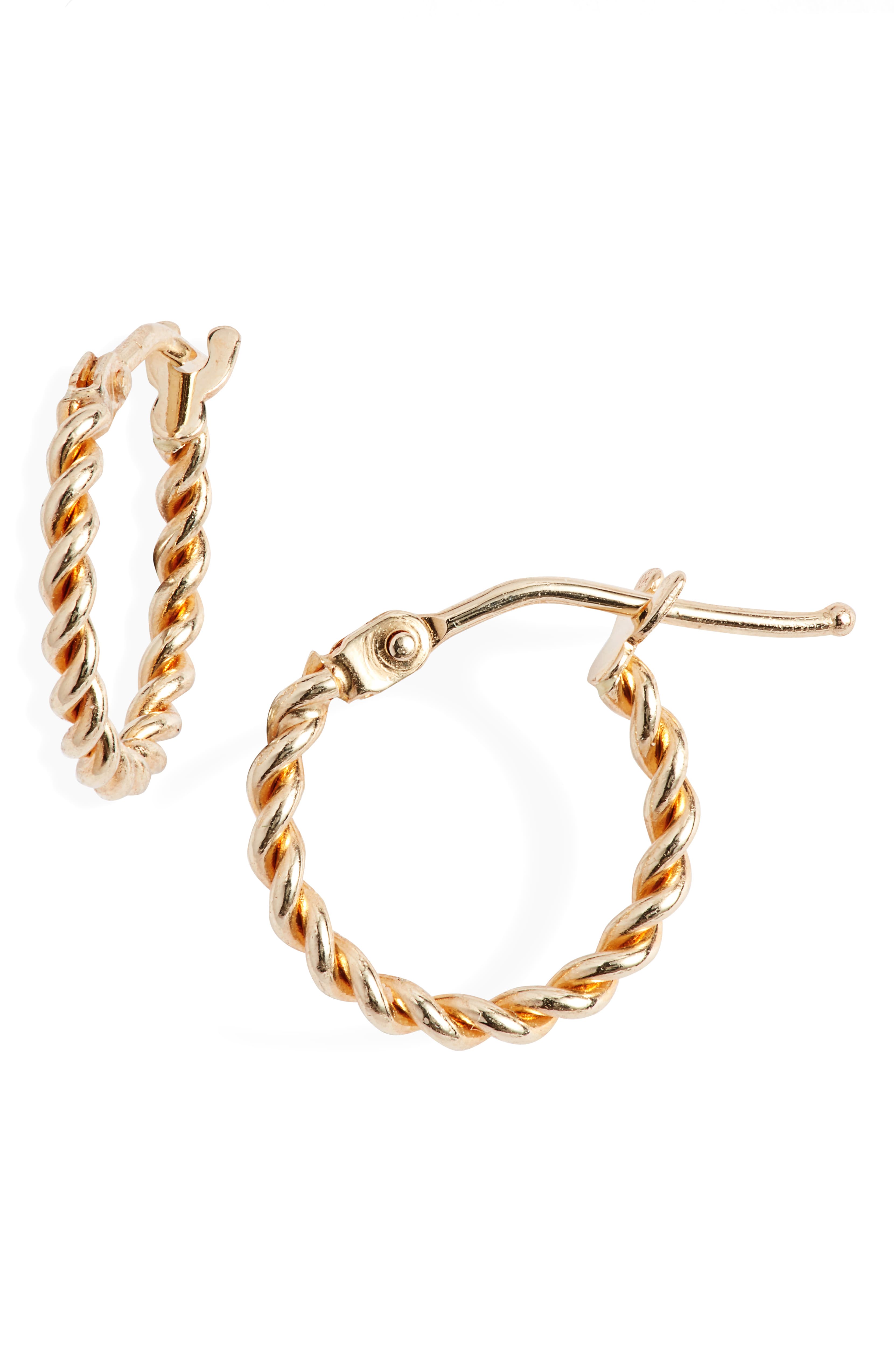 14 Karat Gold Twisted Hoop Earrings
