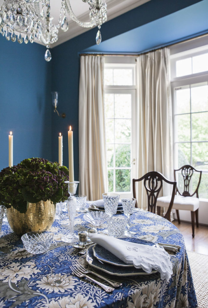 Aerin Lauder East Hampton Home Dining Room Blue Walls
