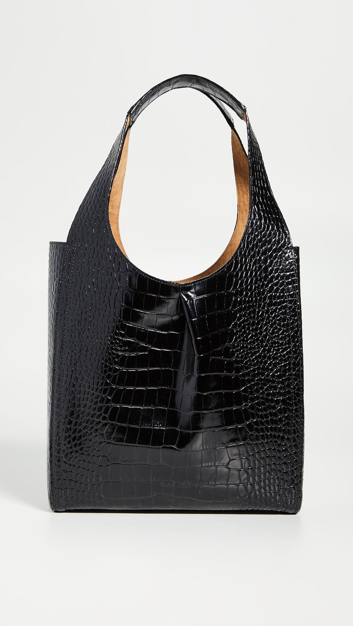 Black Croc Embossed Leather Bag