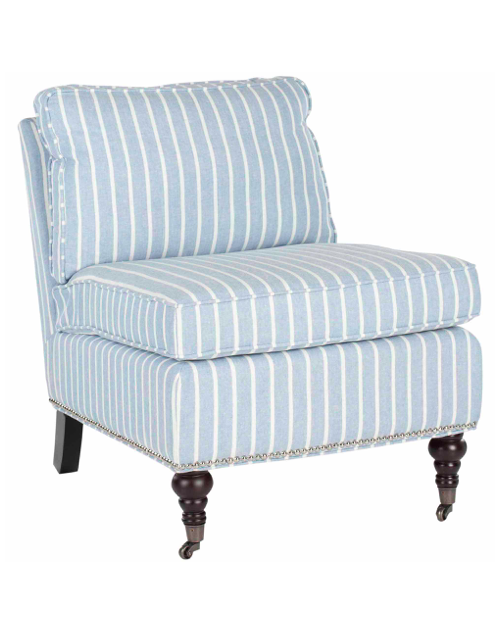 Blue and White Stripe Slipper Chair