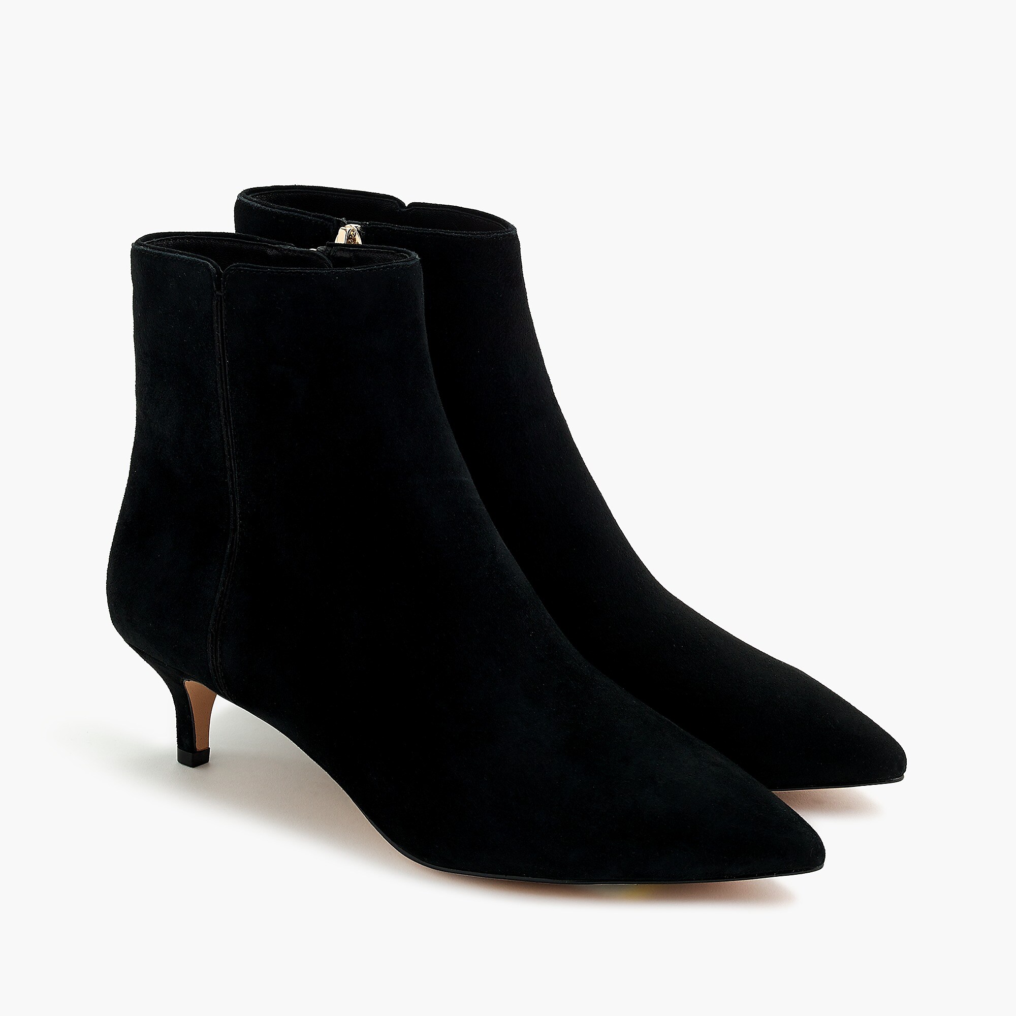 Black Suede Kitten Heel Boots