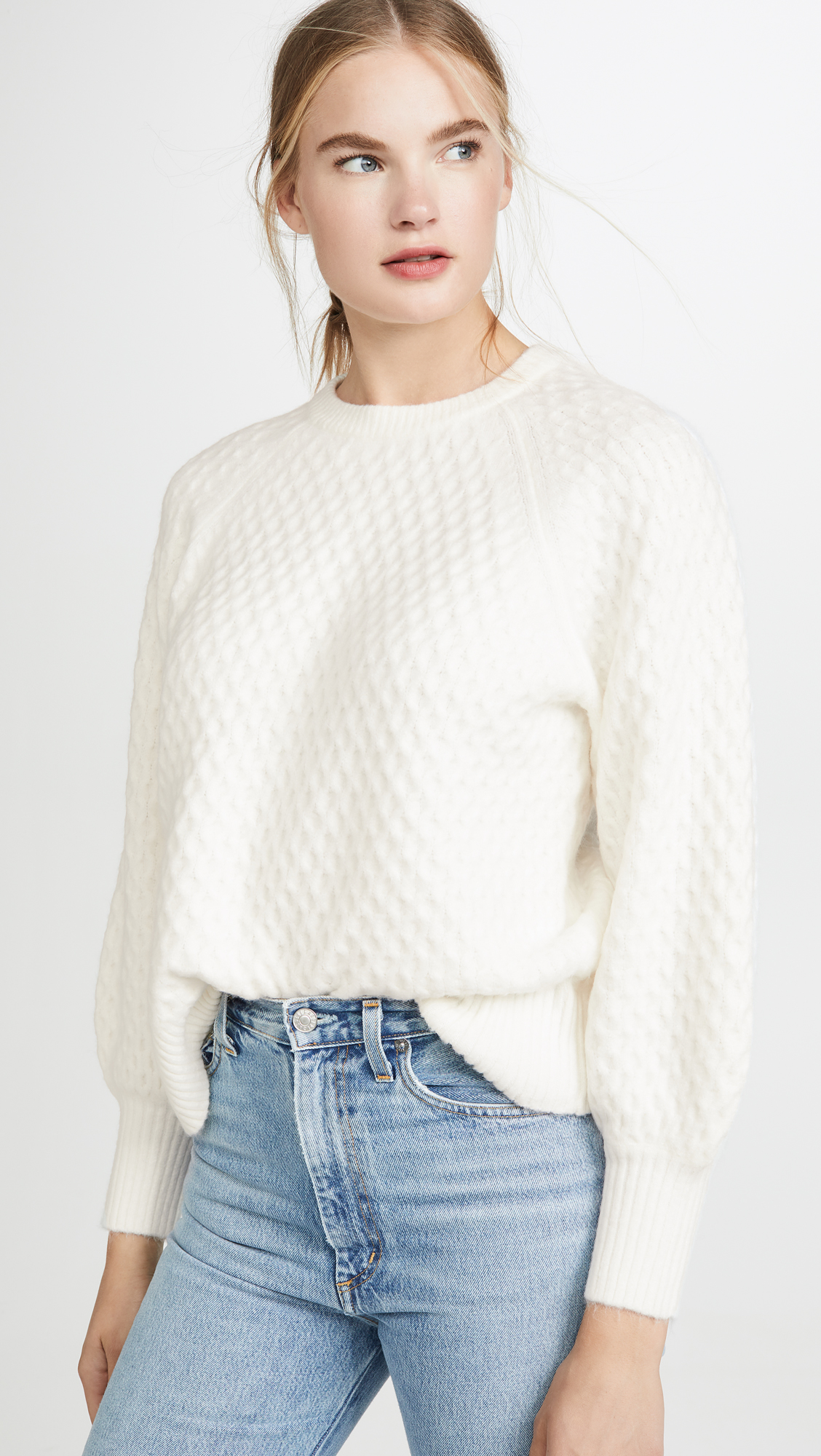 Ivory Honeycomb Texture Sweater