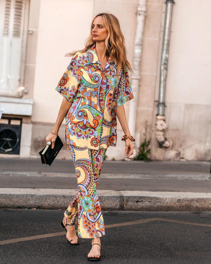 Lauren Santo Domingo Street Style Matching Pajama Set