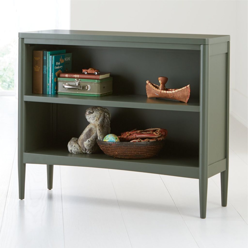 Small olive green bookcase