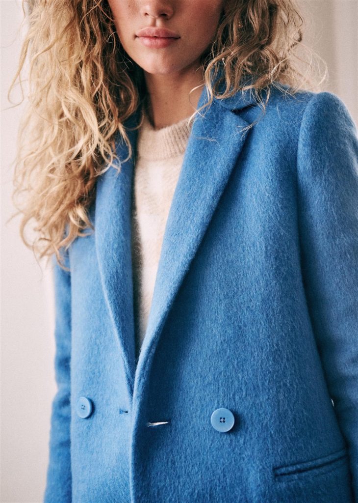 Bright Blue Wool Winter Coat by Sezane Paris