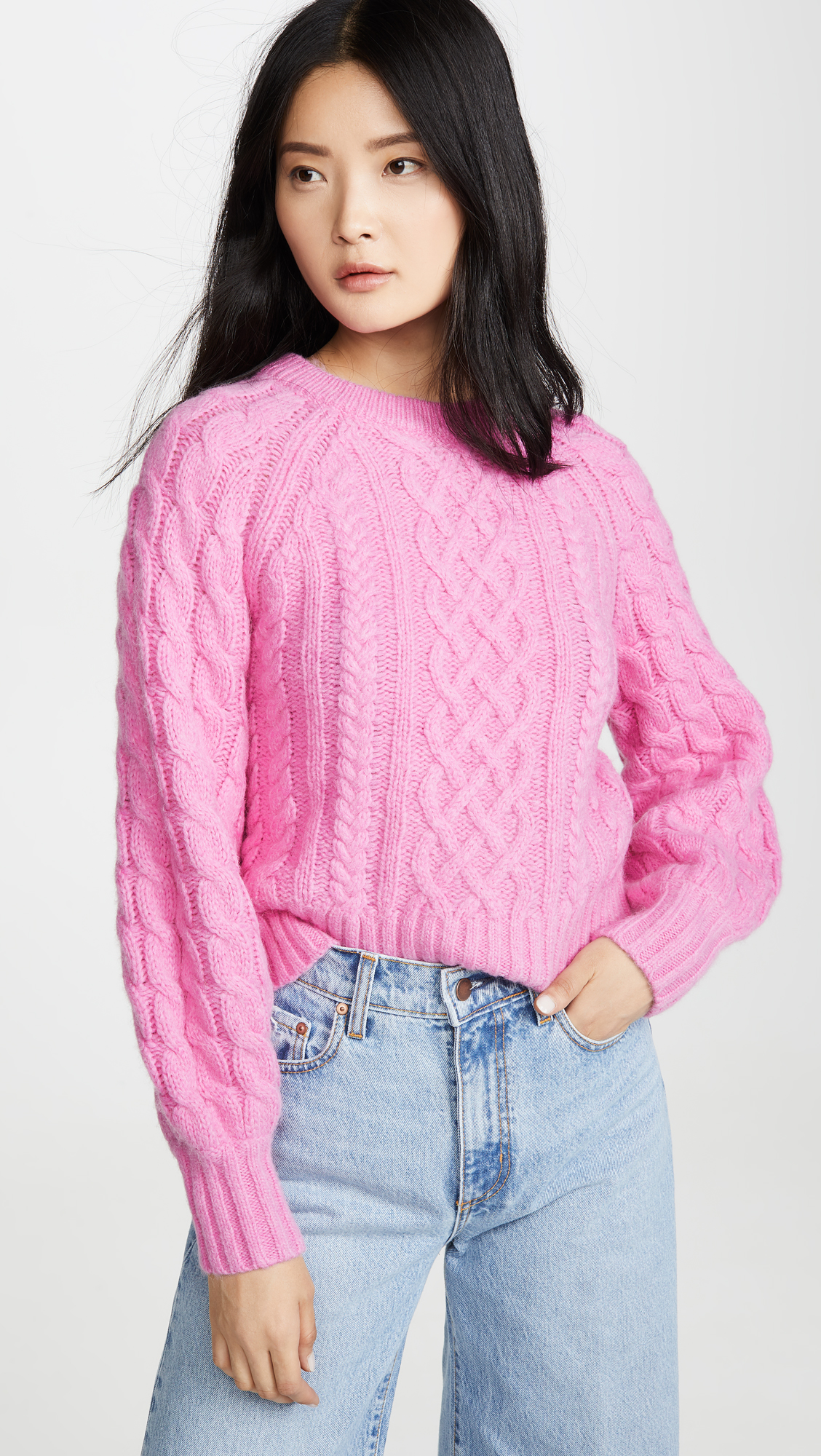 Pink Cable Knit Sweater
