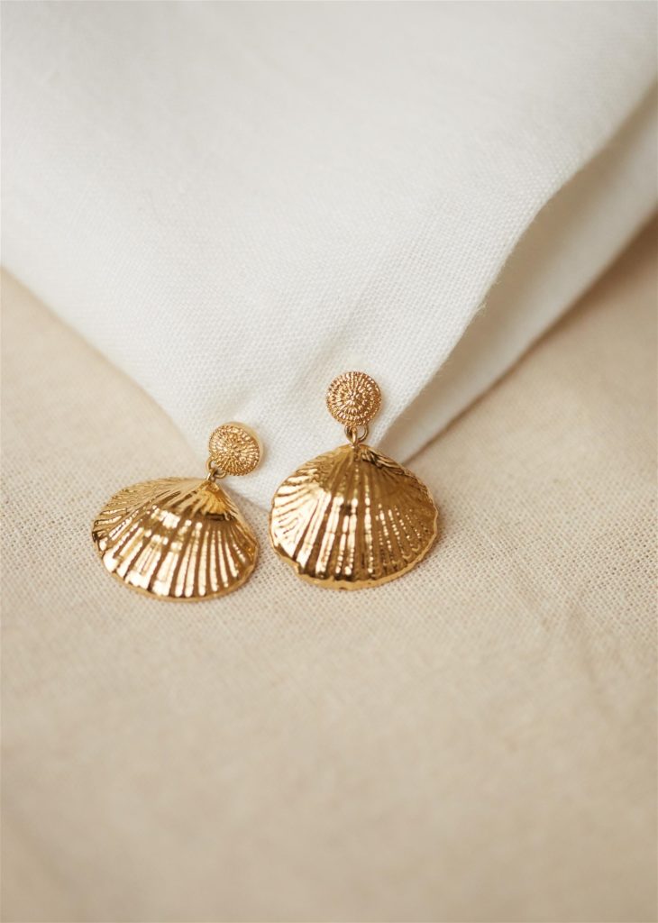 Gold Lea Seashell Earrings Sezane Paris