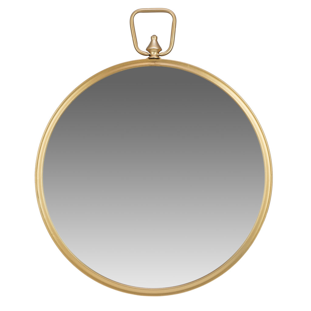 Gold Round Wall Mirror with Decorative Handle
