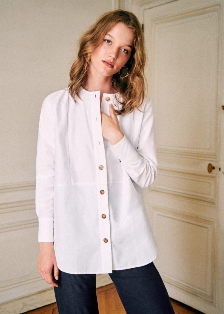 White Button Up Ines Shirt Sezane Paris