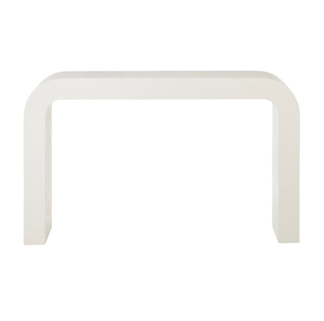 Lacquered Linen Console Table White, Linen Console Table