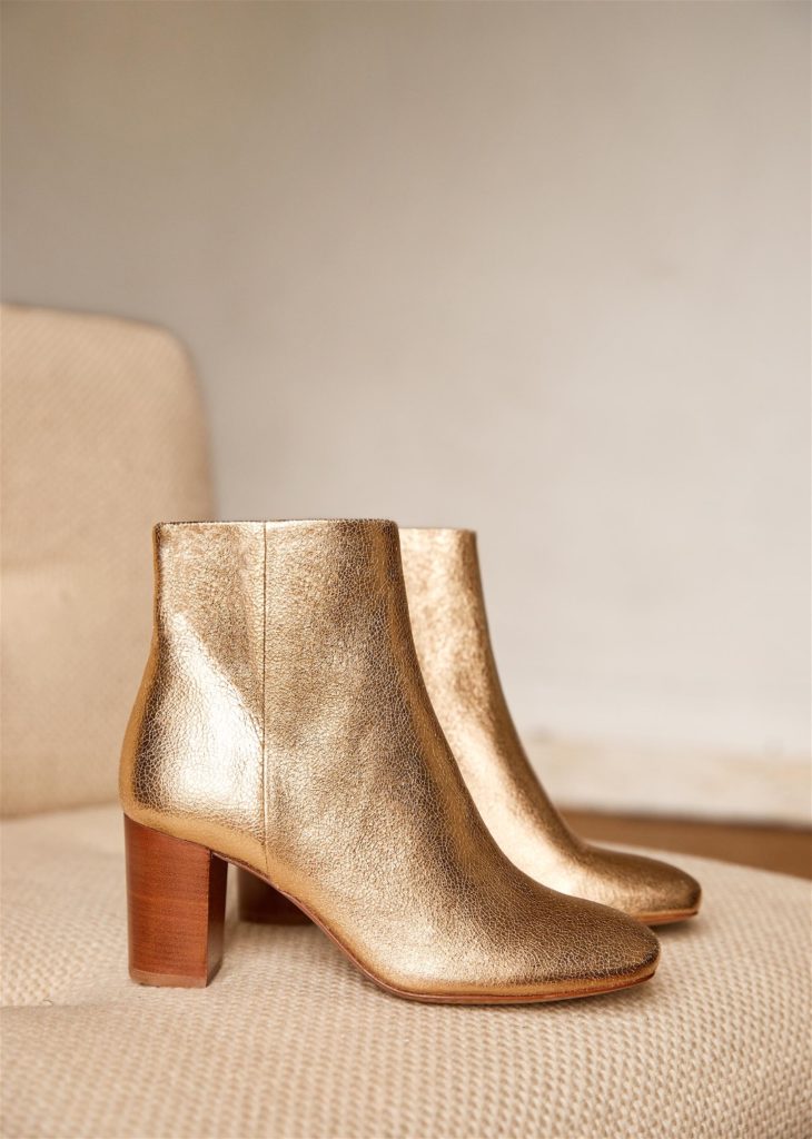 Gold Metallic Lea Boots Sezane Paris