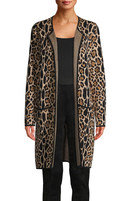 Leopard Print Cotton Blend Coat