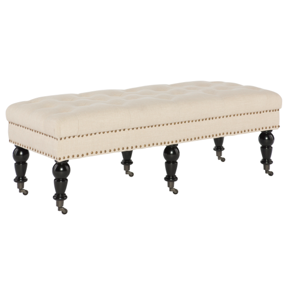 Linen Tufted Bench