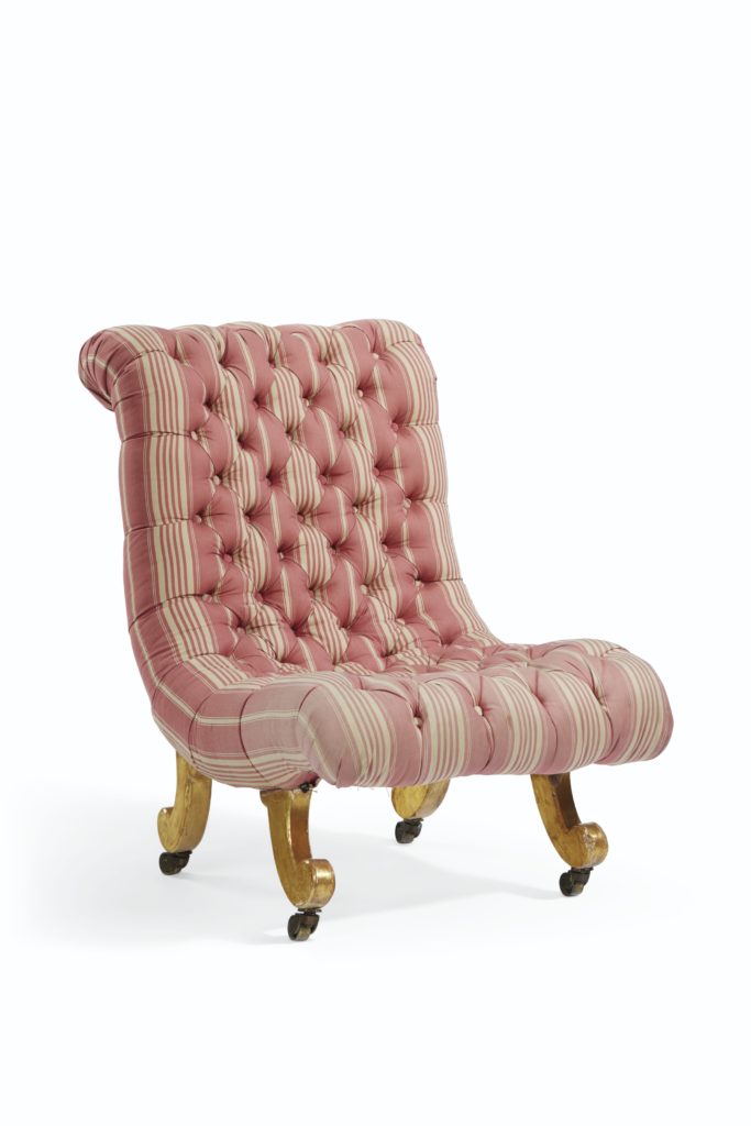 Lee Radziwill Auction Christie's - Napoleon III Button-Tufted Slipper Chair, Circa 1860