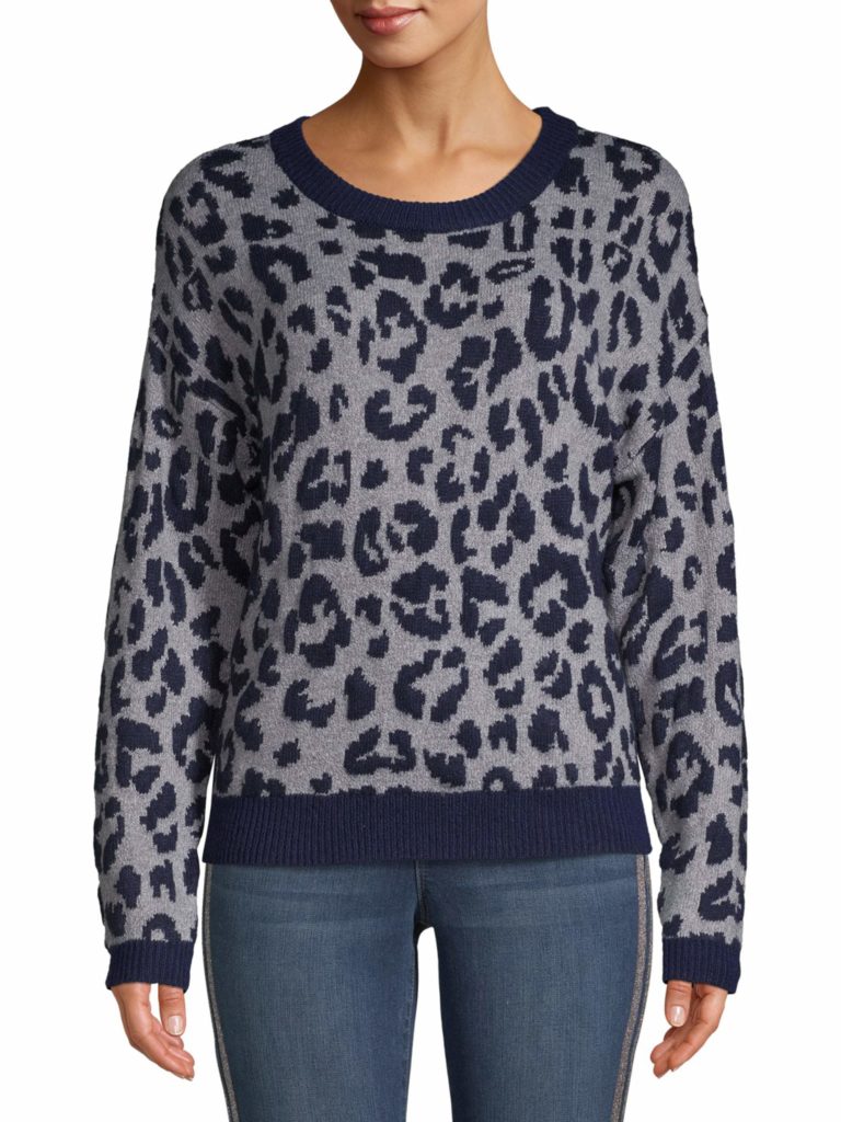 Navy Leopard Print Sweater