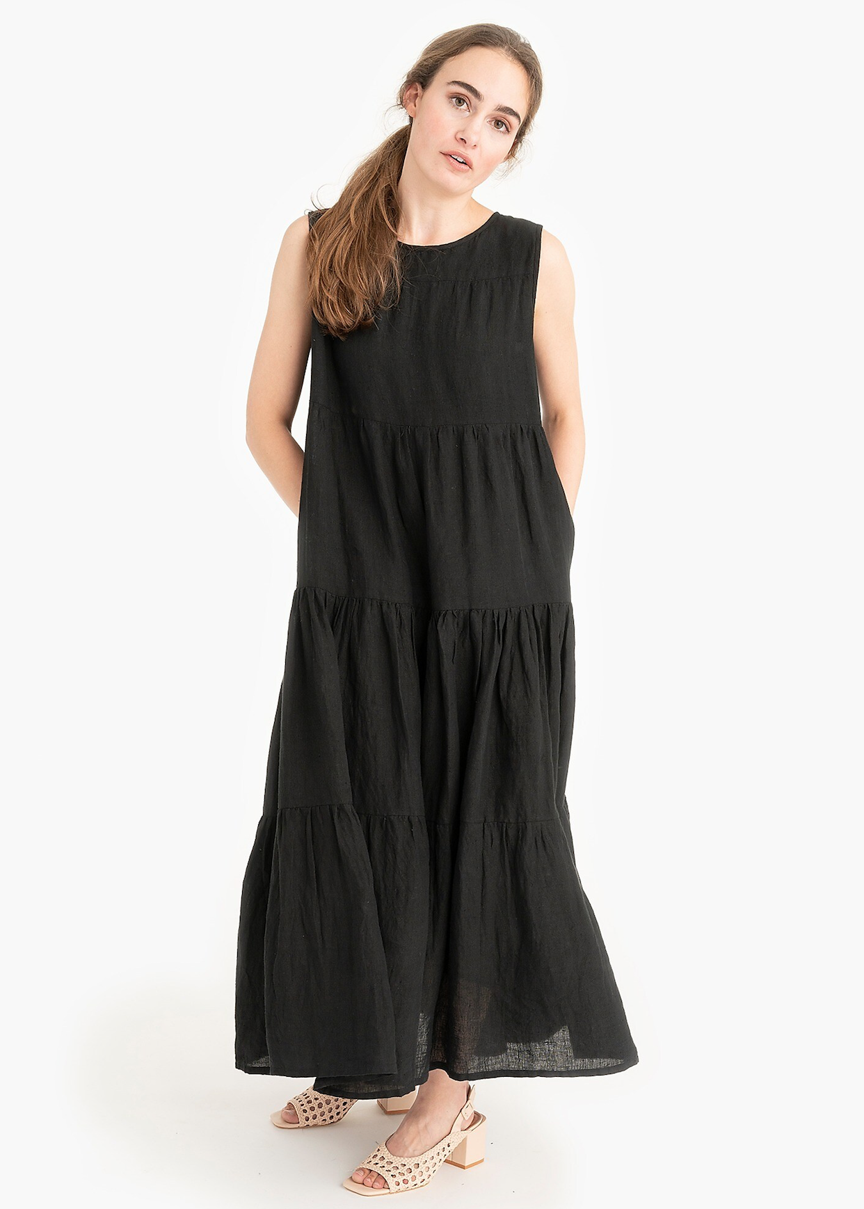 Long Black Tiered Maxi Dress