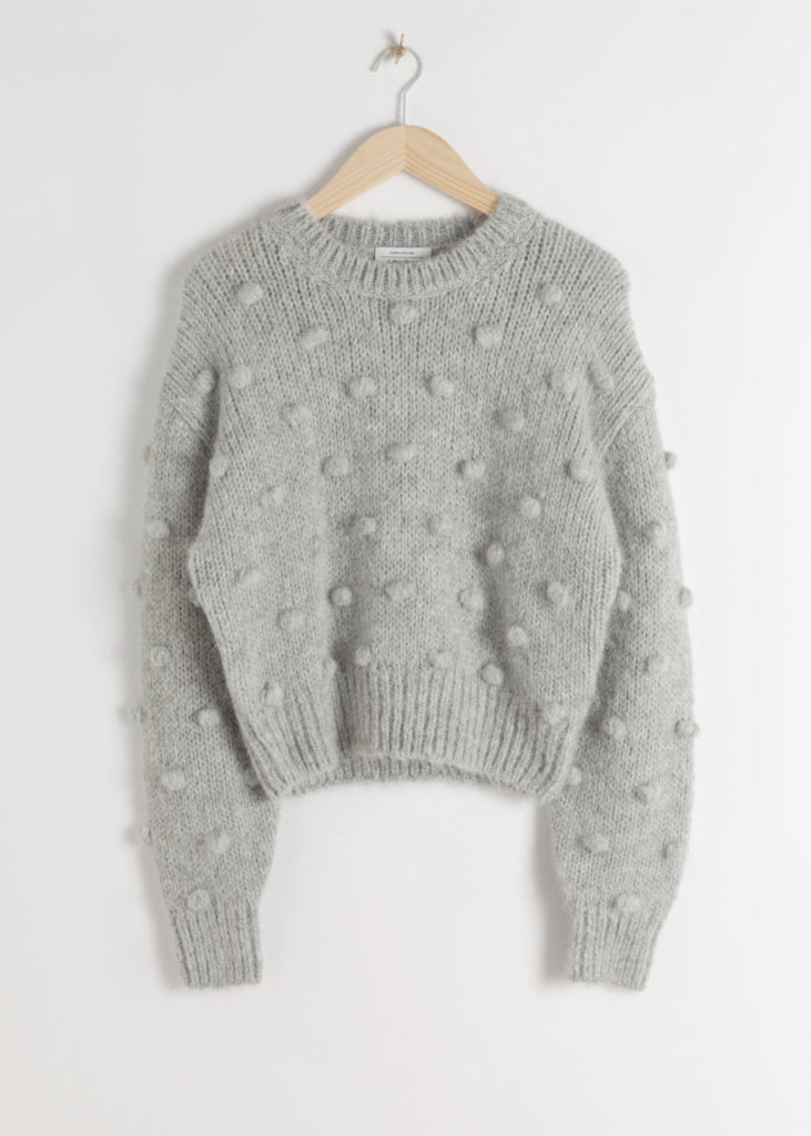 Grey Knit Bobble Sweater