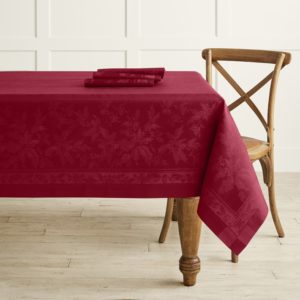 Red Holly Leaves Tablecloth