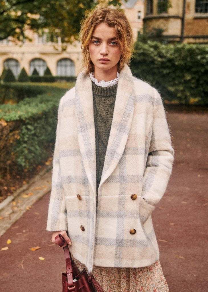 James Coat Plaid Wool Sezane Paris
