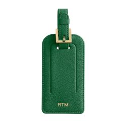 Forest Green Leather Luggage Tag
