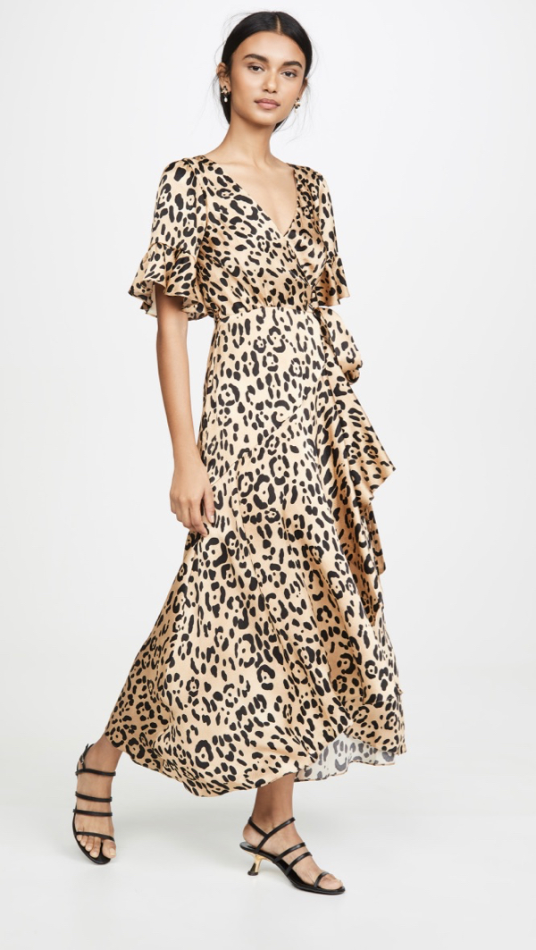 Leopard Print Silk Satin Dress