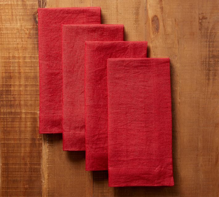 Solid Red Linen Napkin
