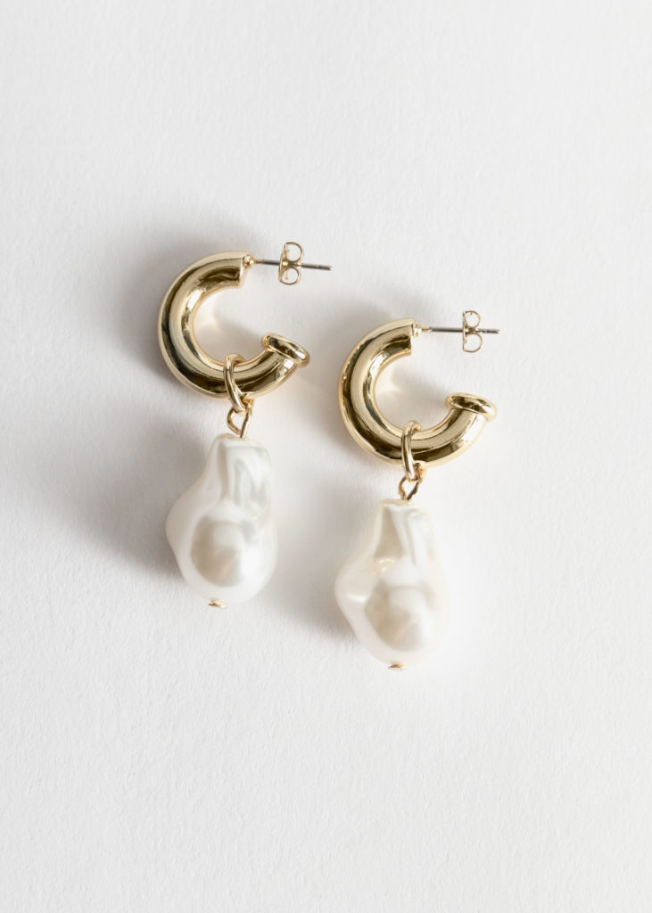 Pearl Pendant Mini Hoop Earrings