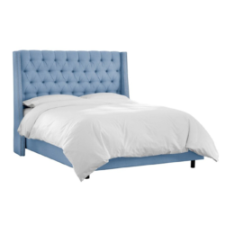 French Blue Wingback Bed