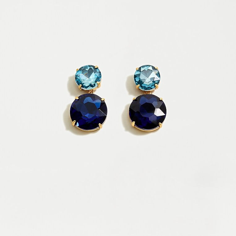 Two Gem Drop Earrings Blue