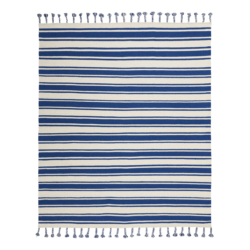 Navy and White Striped Area Rug