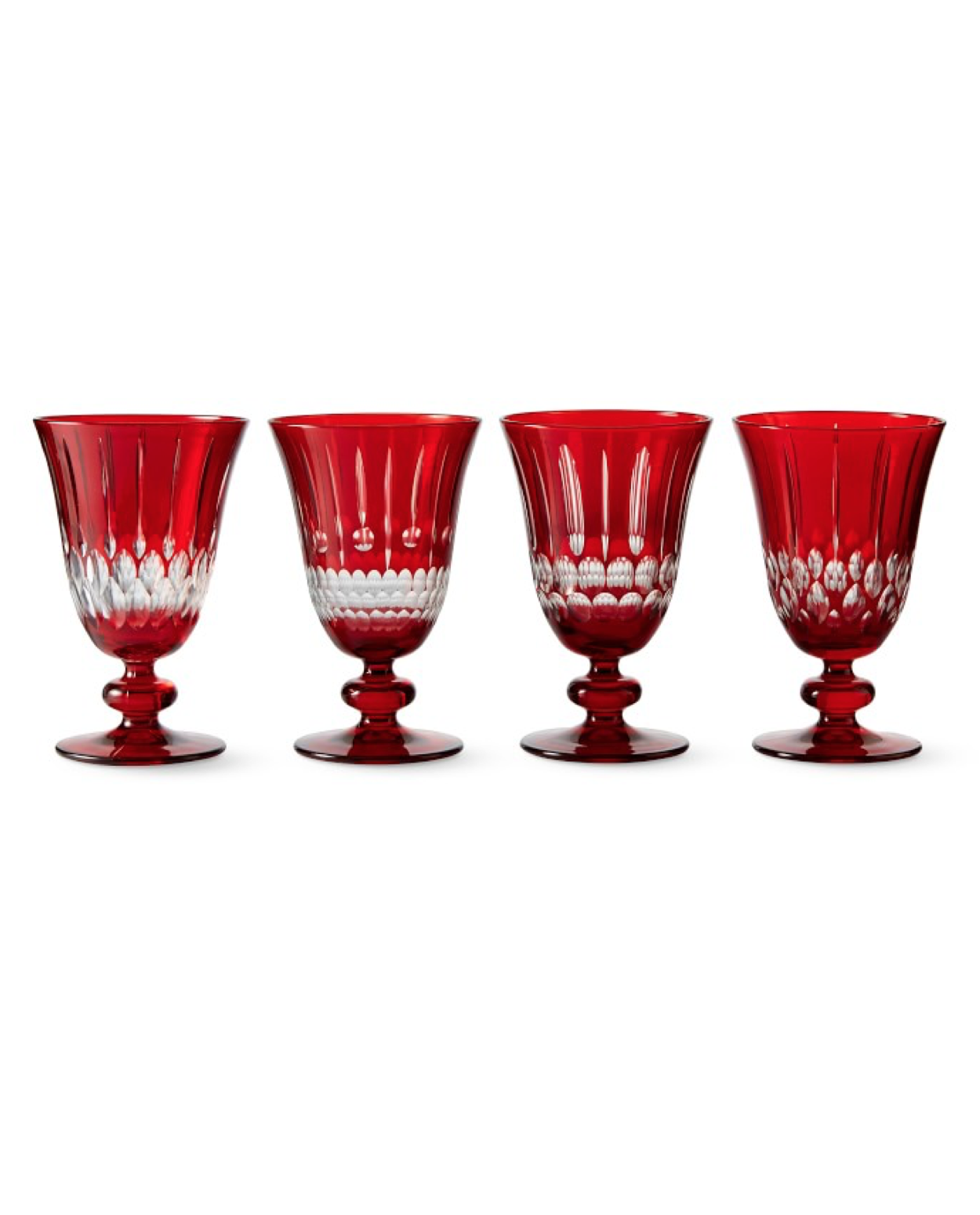 Wilshire Jewel Cut Red Goblets