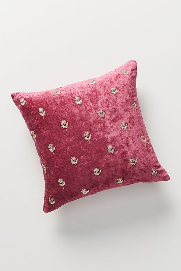 Pink Embellished Velvet Pillow