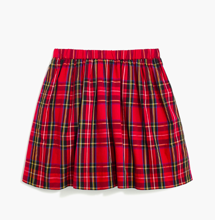 Girls' Pull-On Skirt in Holiday Tartan