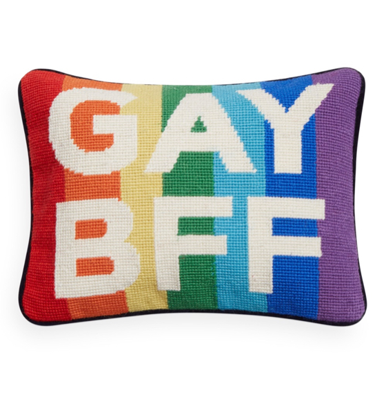 Gay BFF Needlepoint Pillow