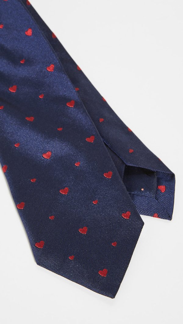 Silk Heart Print Tie