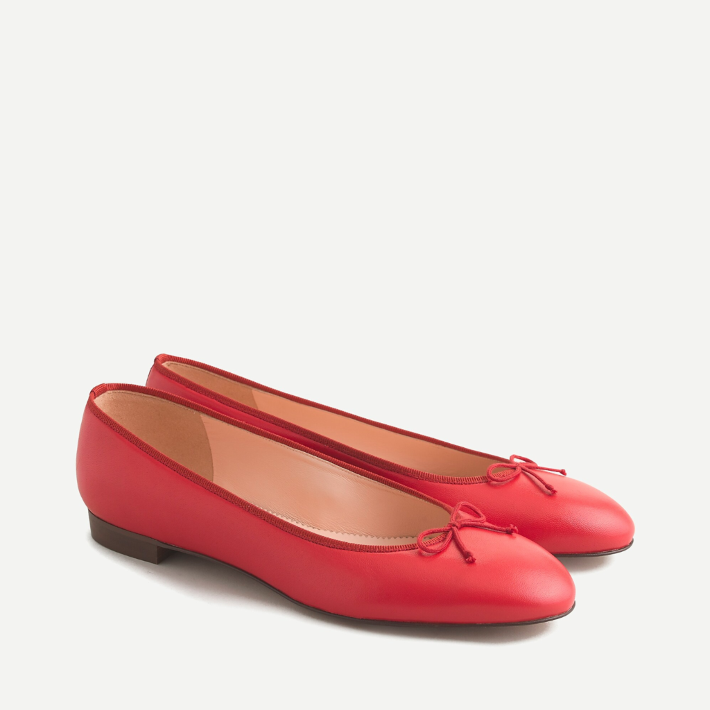 Red Leather Ballet Flats