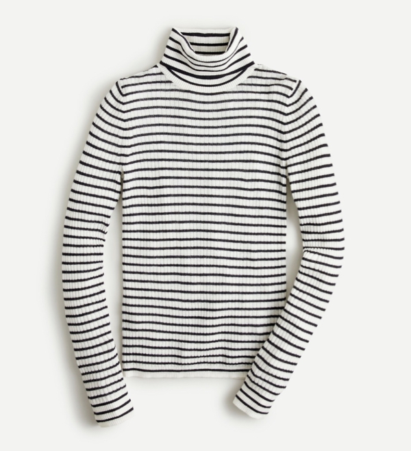 Stripe Turtleneck Cashmere Sweater