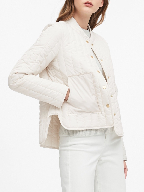Water Resistant Quilted Jacket White